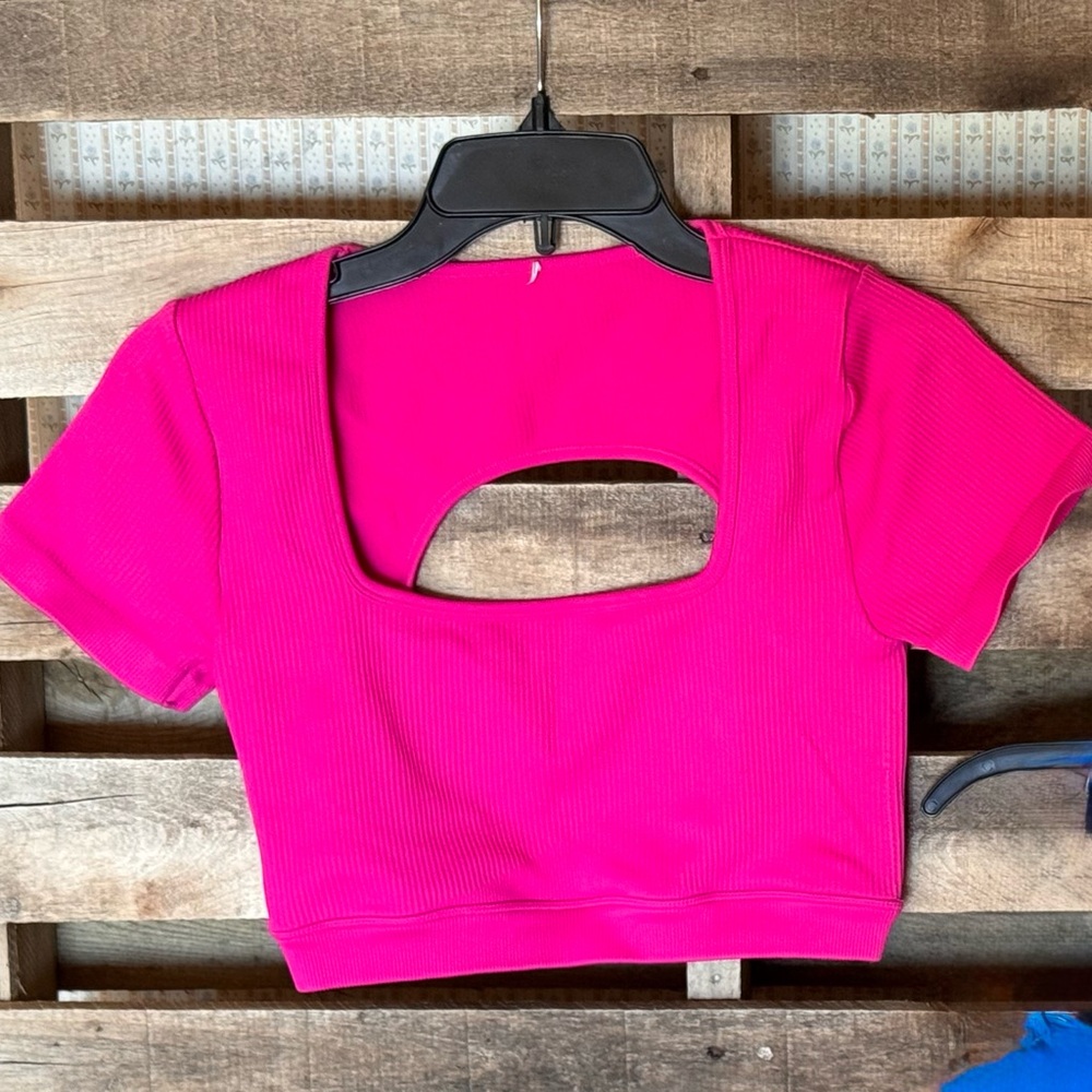 Vibrant Pink Cut-Out Crop Top